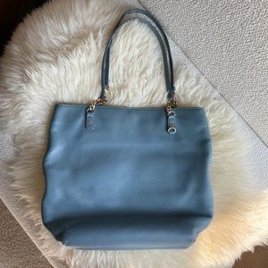 michael kors blue leather tote bag